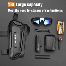 Bike Phone Holder Bike Frame Bag Bike Phone Holder Bag Touchscreen Bike Bag Phone Mount Bag Bike Cell Phone Bag for Men Compatible Phone Under 7.2''(Included Bicycle bag rainproof cloth & bike bell）