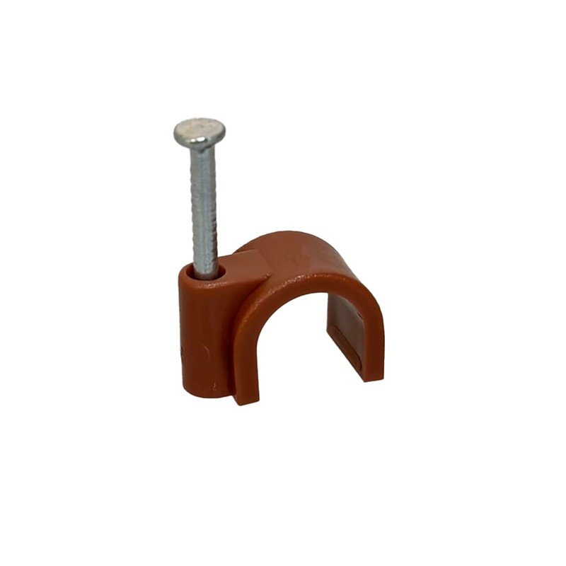 Brown Round Cable Clips 12mm- 50 Pieces