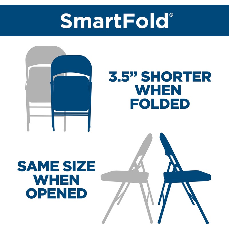 COSCO SmartFold Vinyl Folding Chair, 4-Pack, Black
