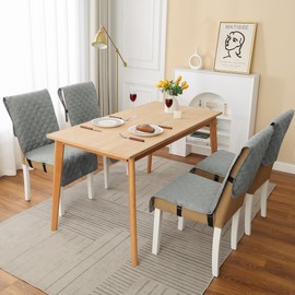 Yonus Waterproof Dining Chair Cover Office Chair Cover Water Resistant Dining Room Chair Cover Kitchen Chair Slipcover Computer Chair Cover with Anti-Slip Buckle (Light Grey, 2PCS)