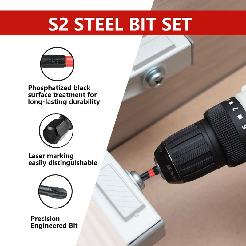 40 pcs Impact Screwdriver bit Set with Rugged housing, S2