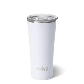 Swig Life 22oz Tumbler, Insulated Coffee Tumbler with Lid, Cup Holder Friendly, Dishwasher Safe, Stainless Steel, Large Travel Mugs Insulated for Hot and Cold Drinks (Diamond White)
