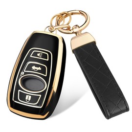 FT FUNTOR 4 Buttons Key Fob Cover with Keychain for Subaru, Premium TPU Case for Ascent, BRZ, Legacy, Impreza, Outback, Forester, Crosstrek (Black)