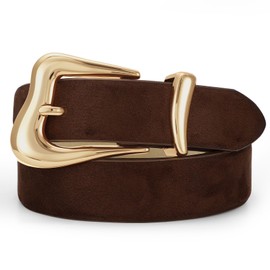 TRIWORKS Women's Belts for Jeans Pants Gold Buckle Fashion Waist Belts for Ladies Leather Belts