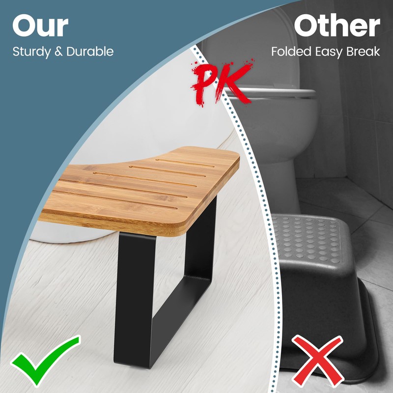 Bamboo Toilet Stool,Potty for Pooping,Portable Squatting Pan with Dual Anti