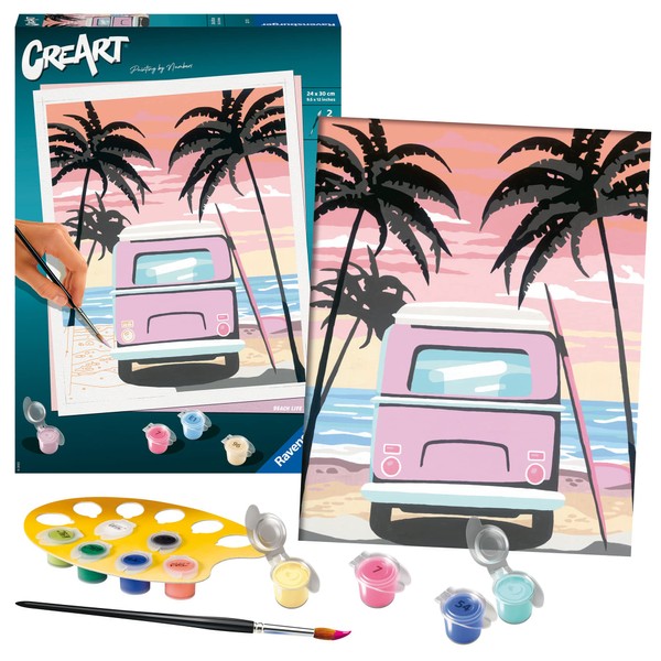 Ravensburger CreArt Beach Life Paint by Numbers for Adults 12 Years Up - Painting Arts and Crafts Set - Home Decor Accessories