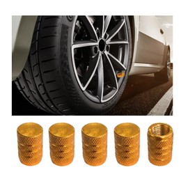 Ziciner 5 PCS Car Tire Valve Stem Caps, Aluminum Tire Air Cap Set, Dust Proof & Corrosion Resistant Stem Covers, Universal for Cars, SUVs, Bikes Bicycles, Trucks, Motorcycles (Golden Yellow)