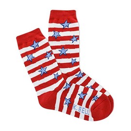 K. Bell Socks Women's American Classics Fun Novelty Crew Socks, Stars & Stripes (Red), 4 – 10 Medium