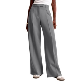 NIMIN Women Wide Leg Pants High Waisted Dressy Work Trousers Business Casual Pants with Pockets Grey
