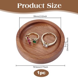 HOBBIESAY 1Pc Small Round Wood Ring Tray Tan Wedding Ring Holder Organizer Mini Jewelry Display Stands for Necklace Bracelet Display Wedding Party Decor