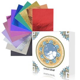 Gold Leaf Sheets 120 Sheets for DIY Art Decoration, Nails, Handicrafts, Bronzing, Furniture, Painting, Resin