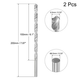 sourcing map HSS(High Speed Steel) Extra Long Twist Drill Bits, 8.5mm Drill Diameter 200mm Length for Hardened Metal Woodwork Plastic Aluminum Alloy 2 Pcs
