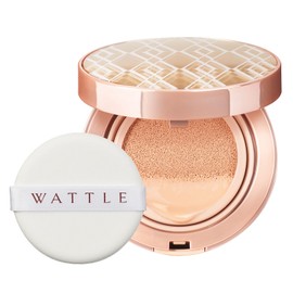 WATTLE Cushion Foundation, 0.5 oz (13 g), Compact + Refill Set, Approx. 1 Month Worth, Hoconico (Light Beige)