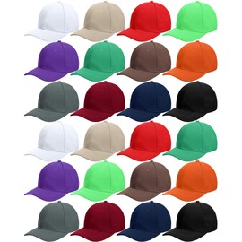 Handepo 24 Pcs Blank Baseball Cap Adjustable Back Strap Plain Blank Camouflage Hat Unisex Baseball Cap for Trucker Men Women(Novel Color)