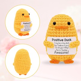 CAREOR Positive Duck, Mini Knitted Duck Positive Duck Crochet Animals Emotional Support Inspirational Motivational Encouragement Gift Party Decoration