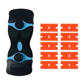 Glass Ceramic Hob Scraper Plastic Scraper Double Edged Safety Cleaning Tool for Removing Dirt from Glass Tiles(Blue)