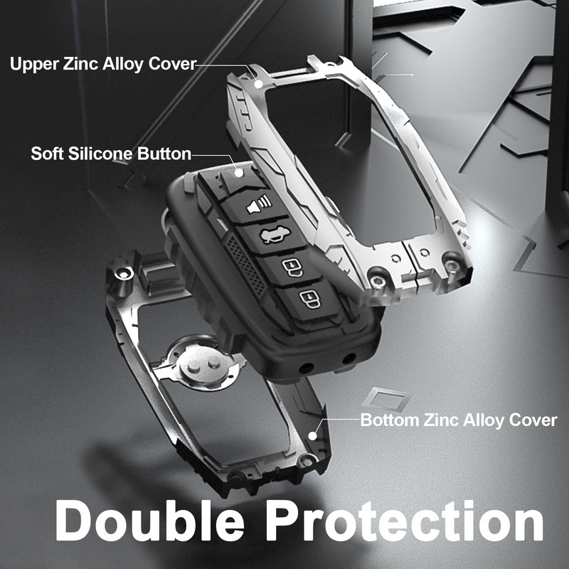 OLLEN Mech Style Heavy Metal Key Fob Cover, Fit for