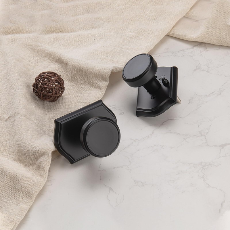 NCSEN 6 Pack Black Door Knobs with Zinc Camelot Trim,