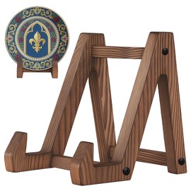 Giftormous Plate Stands Holder for Display - 6.5 Inch Wooden Decorative Plate Stand Holders for Dish, Picture Frame Stands for Plaque Diploma and Awards