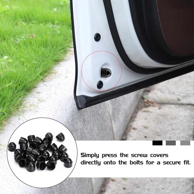 30 PCS Hex Nut Cover,M8 Black Plastic Nut Dome Cover,Black