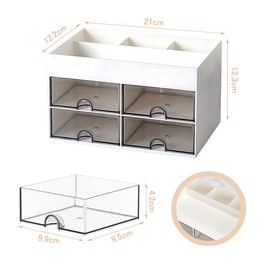 BTtime デスクオーガナイザー 4引き出し付き 卓上収納ボックス 小物入れ 文房具 収納ボックス 大容量 多機能 書類ケース ホルダー 文具 おしゃれ デスクリモコン 化粧品 収納整理