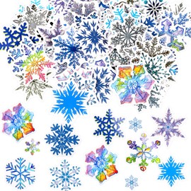 100 Pieces Snowflake Stickers Winter Snow Decals Waterproof Vinyl Skateboard Stickers Laptop Decals Card Stickers for Water Bottle Laptop Phones Luggage DIY Christmas Party New Year Decoration