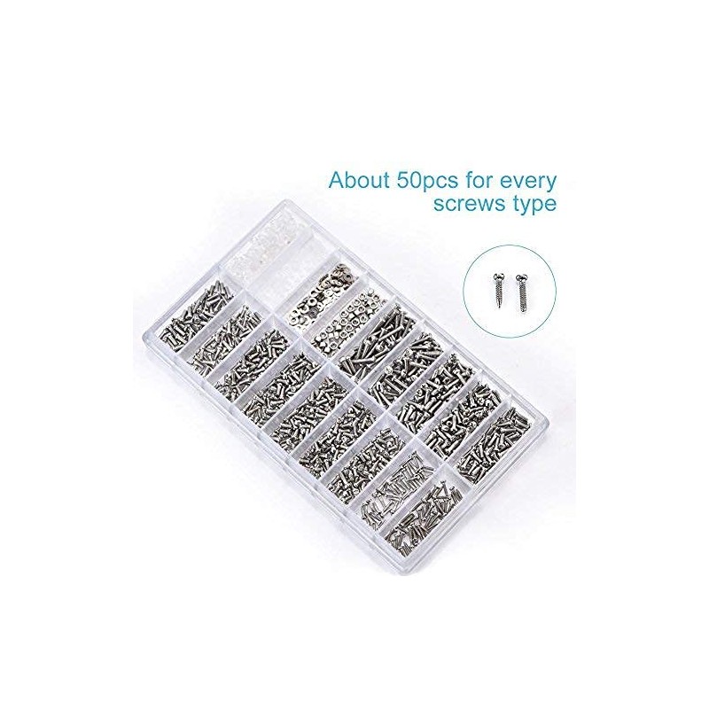 Yosoo - 1000 Piezas Micro Tornillos de Acero Inoxidable Tuercas
