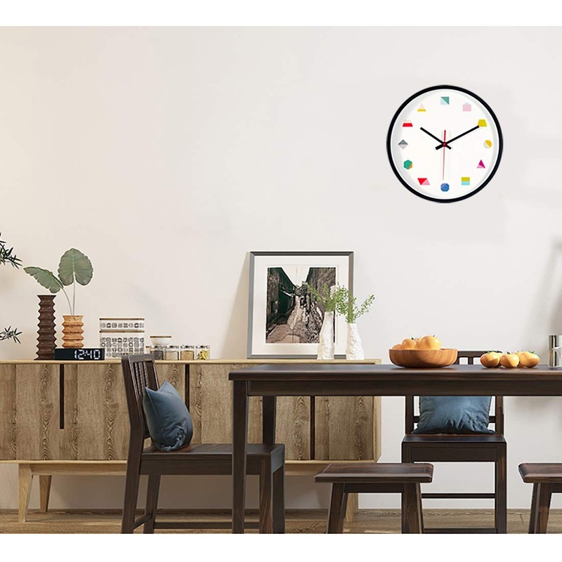 Topkey Wall Clock 12 Inch Silent Non Ticking Geometric Numbers