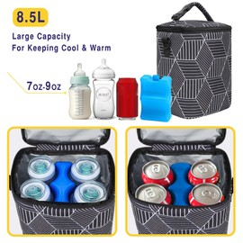 Breastmilk Cooler Bag with Ice Pack Fits 4 Baby Bottles Up To 9 Ounce Insulated Baby Bottle Bag Breast Milk Cooler on the Go with Strap Cooler Bag for Nursing Mom Daycare or Travel