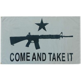 M-4 Come and Take It CATI White Premium Quality Fade Resistant 100D Woven Poly Nylon 3x5 3'x5' Flag (RUF)