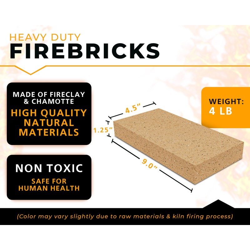 GIRtech USM-2 Heavy Duty Firebricks 2-Pack Fireclay, Chamotte 3000F US