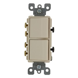 Leviton 5640-T 20 Amp, 120/277 Volt, Decora 3-Way / 3-Way AC Combination Switch, Commercial Grade, Grounding, Light Almond