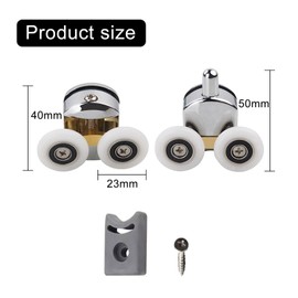 CLKE 8 Pcs Shower Door Wheels, 23mm Replacement Shower Door Wheels, Shower Door Twin Rollers, Zinc Alloy Curved Shower Door Rollers(4 Top +4 Buttom)
