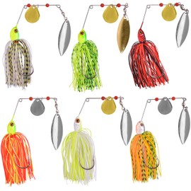 Spinner Baits Bass Fishing Lures Kit,Hard Spinnerbait Buzzbait Lures Bass Jig Skirts Trout Lure Freshwater Metal Swimbaits for Pike Trout Salmon