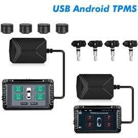 LeHang Tyre Pressure Monitoring System USB TPMS External Sensors Compatible with Android Car Navigation Display (External)