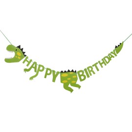 Hongxin-Shop “Happy Birthday” Party Banner - Dinosaur Banner / Bunting for Children - Dinosaur-Themed Birthday Party, Dinosaurs