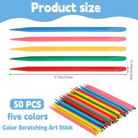 JRYXDS Pack of 50 Colourful Wooden Pens for Scratch Art, 5 Colours Heavy Duty Scratch Art Stylus Tools 12 cm Stylus Sticks for DIY Creative Drawing Christmas Scratch Art Activity Crafts
