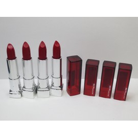 MAYBELLINE COLOR SENSATIONAL LIPSTICK #645 RED REVIVAL 0.15 OZ LOT OF 4