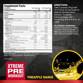 ALLMAX Nutrition Impact Igniter Extreme 360 gr 40 ser Piña Mango Pre Entrenamiento 3 g de Malato de Citrulina 2:1 1.6 g de Beta Alanina 1.2 g de Betaína L-tirosina Hidratación
