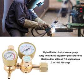 Gas Regulator for Argon Co2: 0-4500 PSI CGA580, 15, 16 Inch Female Thread Inlet, 1, 4 Inch Outlet, Brass, Tig Mig Welder Gas Regulator