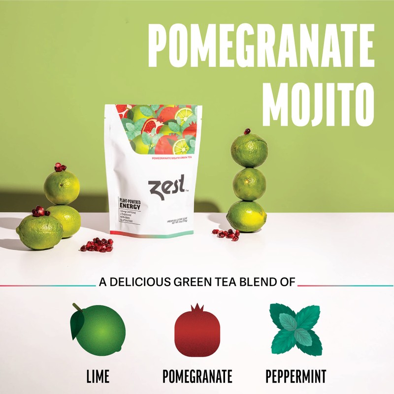 Zest Energy Green Tea - Pomegranate Mojito Loose Leaf Blend