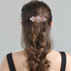 Atentuyi Flower Bridal Hair Clip Gold Flower Hair Clips Gemstones Crystal Clips Rhinestone Hair Clips Wedding Hair Accessories Decorative Head Clip Bridal Headpiece for Women and Girls (Champagne)