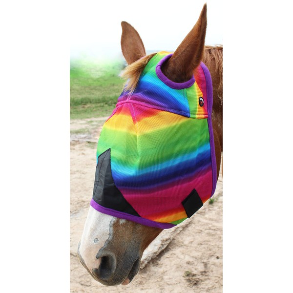 CHALLENGER Horse Airflow Mesh Summer FlyMask Rainbow Without Ears 73206