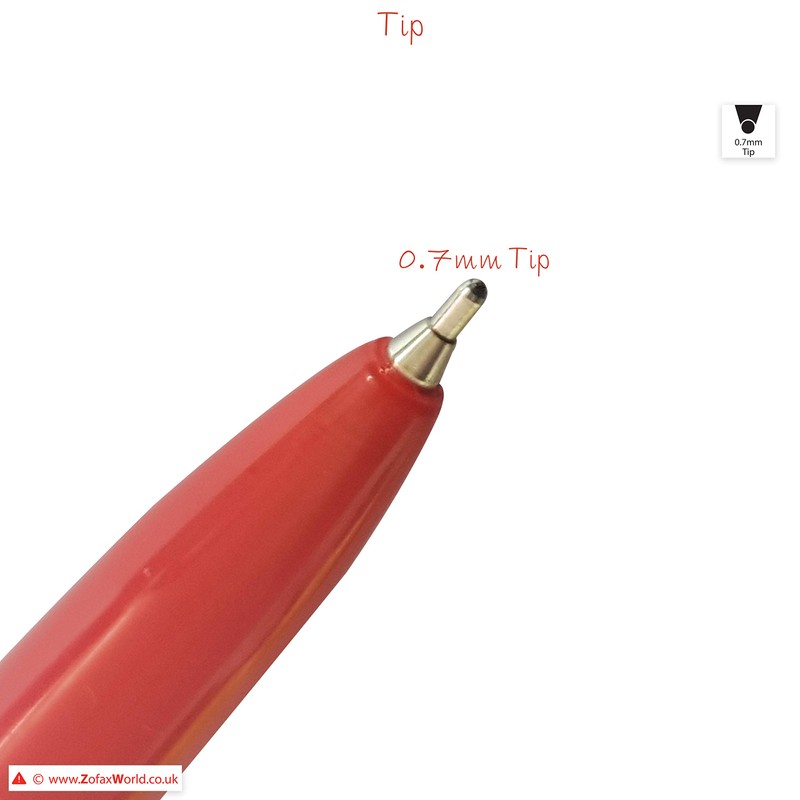 ZOFAX Clicky 50 x 0.7mm RED Retractable Fine Ballpoint Pens