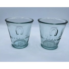 Herradurra Set of 2 Tequila Herradura Rocks Glasses Clear Blue/Green