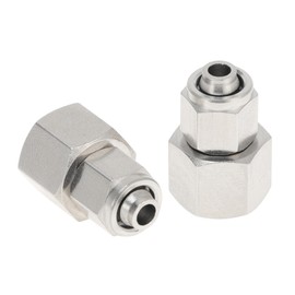 INFINAUTO Push to Connect Air Fittings 1/4" Female Thread Air Line Quick Connector Nickel-plated Copper 1/8"BSPT 2 Pcs Silver Tone