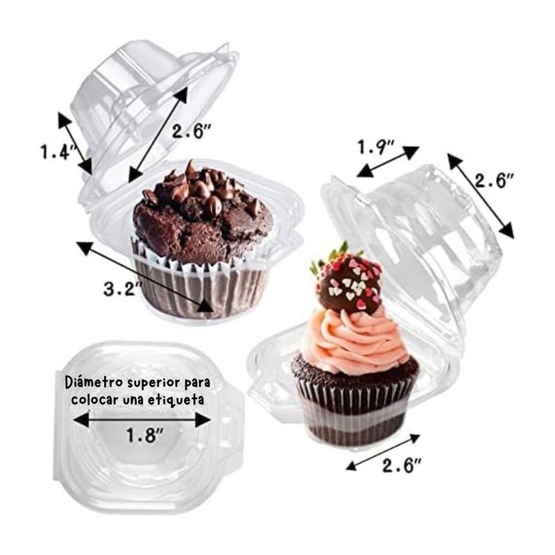 U Chef Paquete de 50 Cajas de Plastico para Cupcakes,