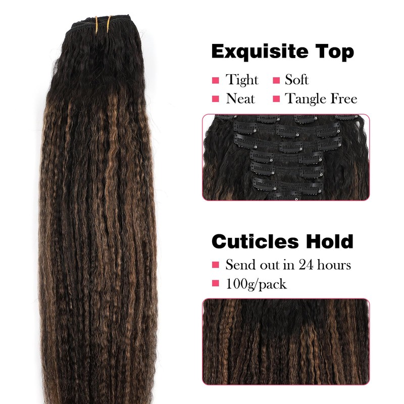 Sassina Clip ins Hair Extensions Kinky Straight Style Clip in