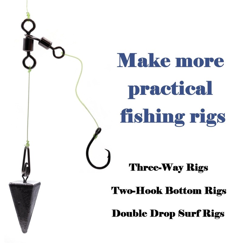 FishTrip 3 Way Swivel Fishing Tackle - 50pcs Black T-Turn