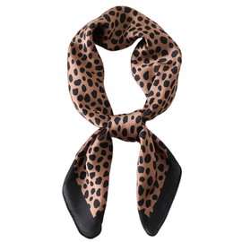 FAIRYGATE Leopard Print Scarf Chiffon Scarfs for Women Lightweight Soft Sheer Square Ladies Scarves Head Wrap for All Season A2814